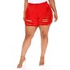 Red Plus Size Ripped Jean Shorts