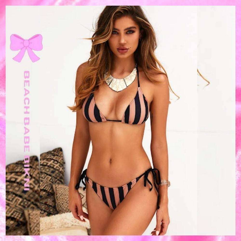 striped swimsuit two piece