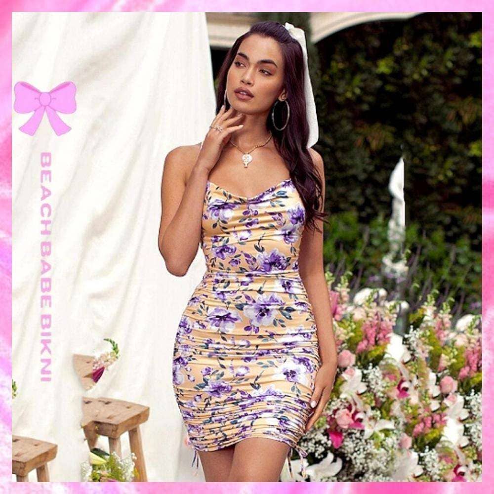 Floral Ruched Mini Dress