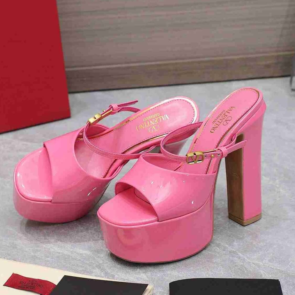 Valentino Platform Heel Sandals Barbie Pink