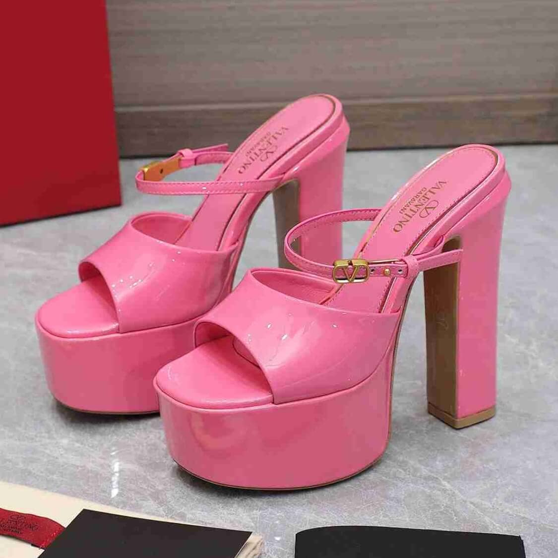 Valentino Platform Heel Sandals Barbie Pink