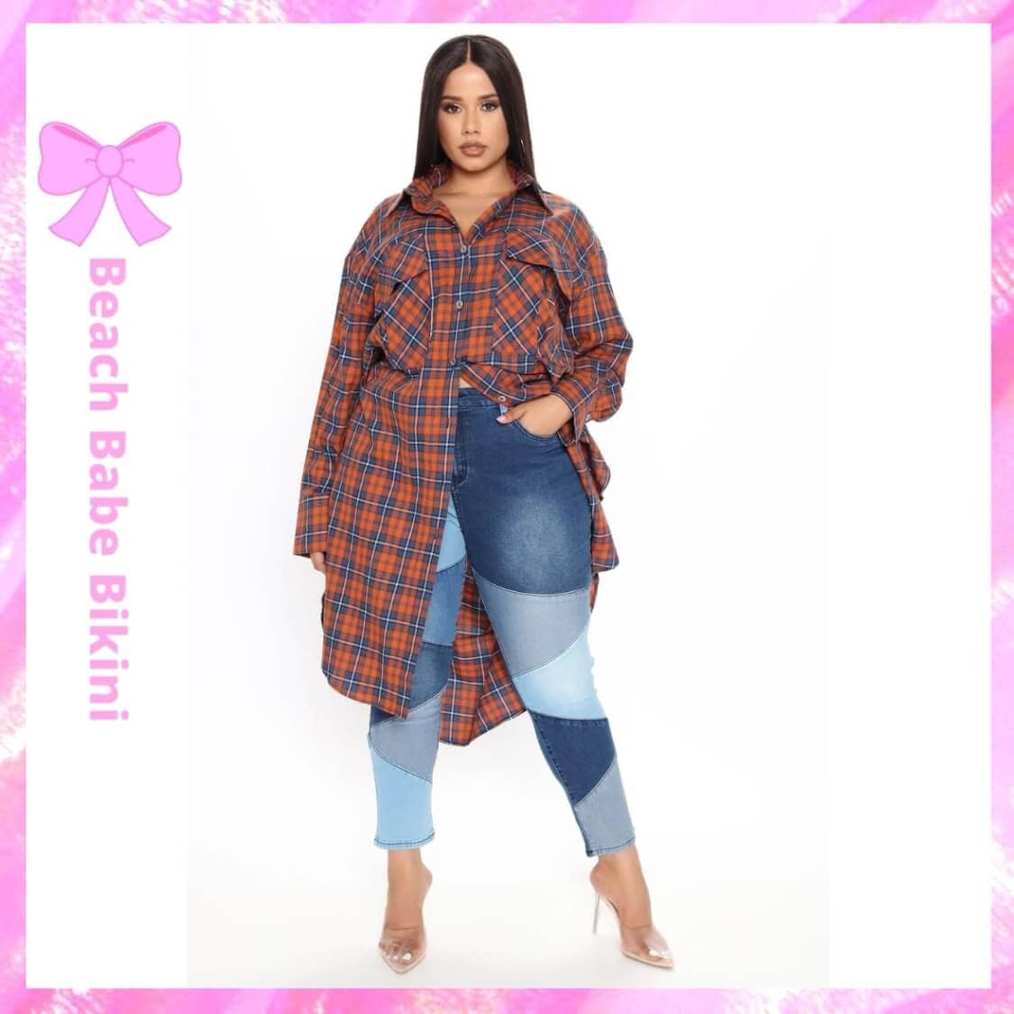 Plus Size Patchwork Skinny Jeans