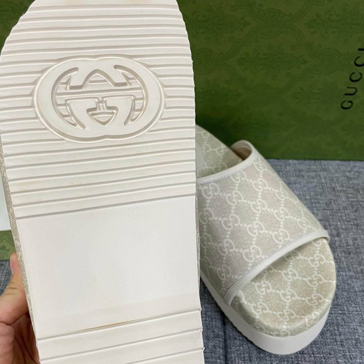 Gucci Platform Slide Sandals Sand