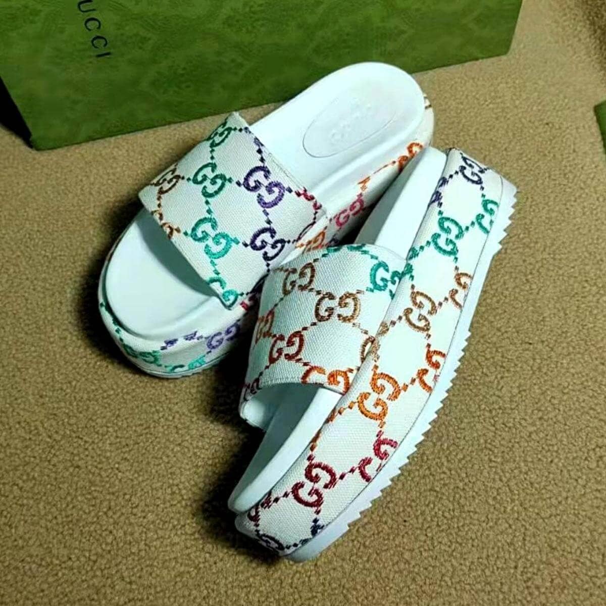 Gucci Platform Slide Sandals Colorful