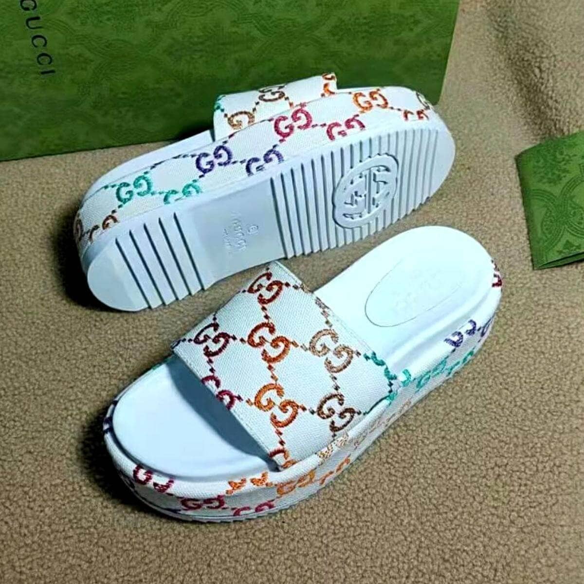 Gucci Platform Slide Sandals Colorful