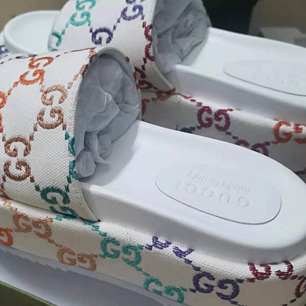 Gucci Platform Slide Sandals Colorful