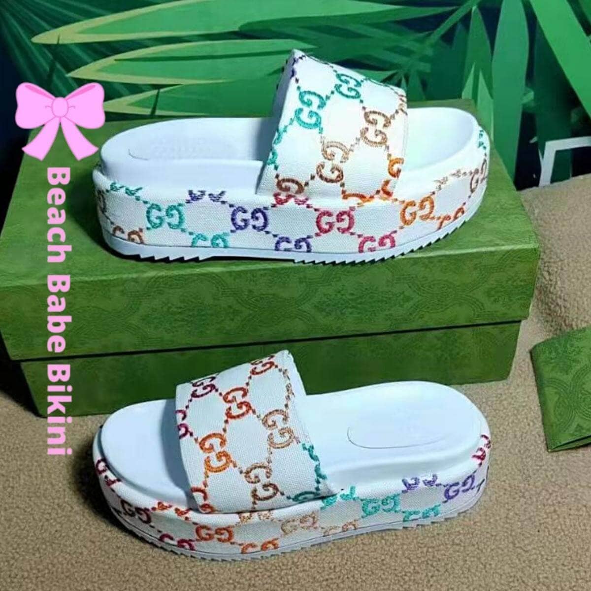 Gucci Platform Slide Sandals Colorful