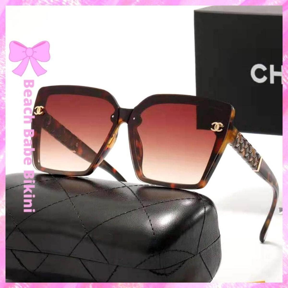 Chanel Logo Charm Sunglasses Brown