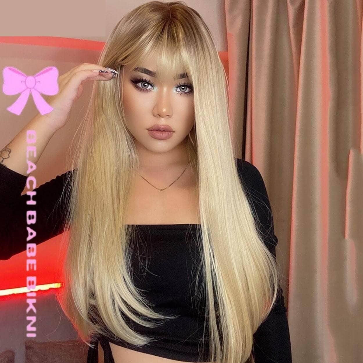 Blond Long Wig With Bangs