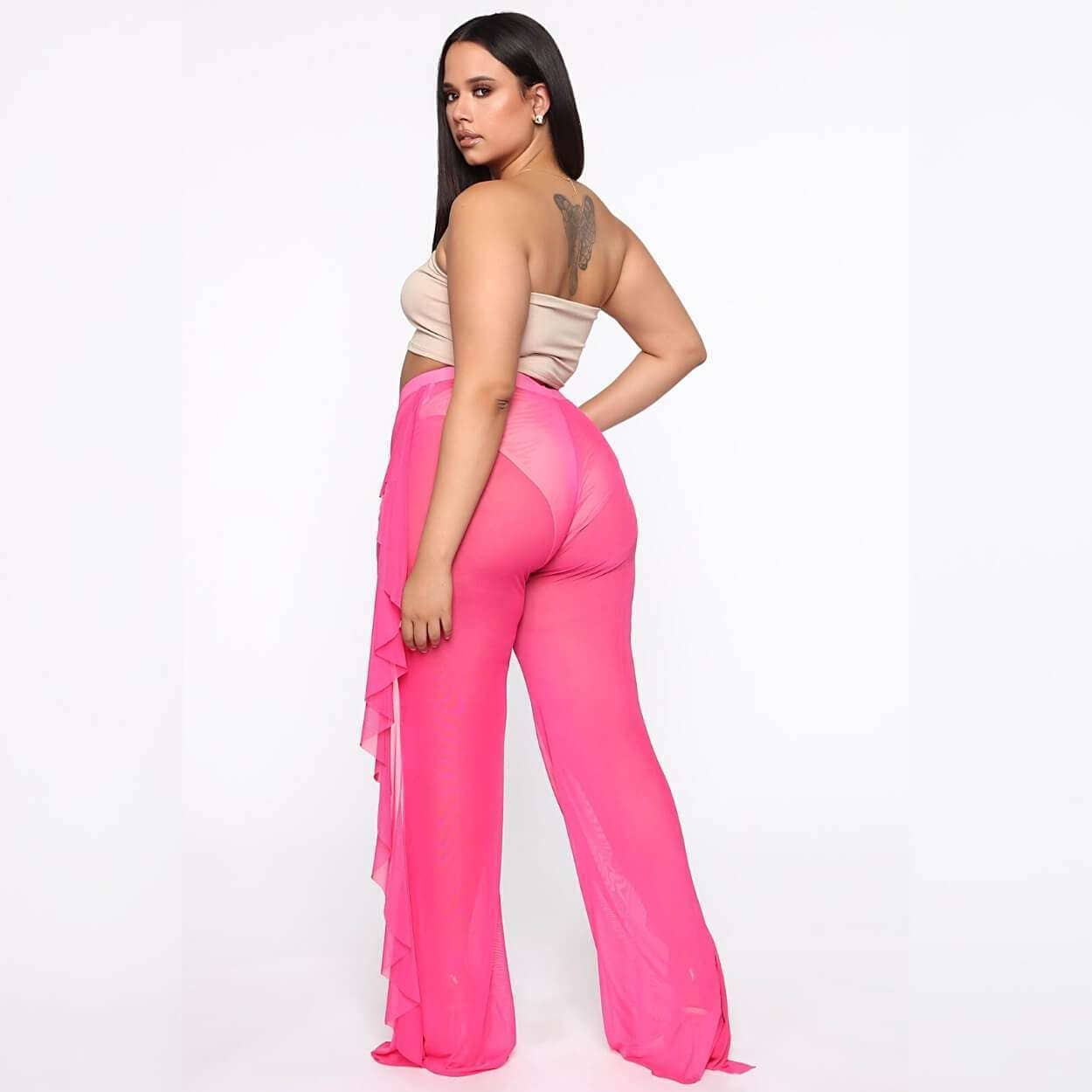 Plus Size See Through Cover Up Pants 