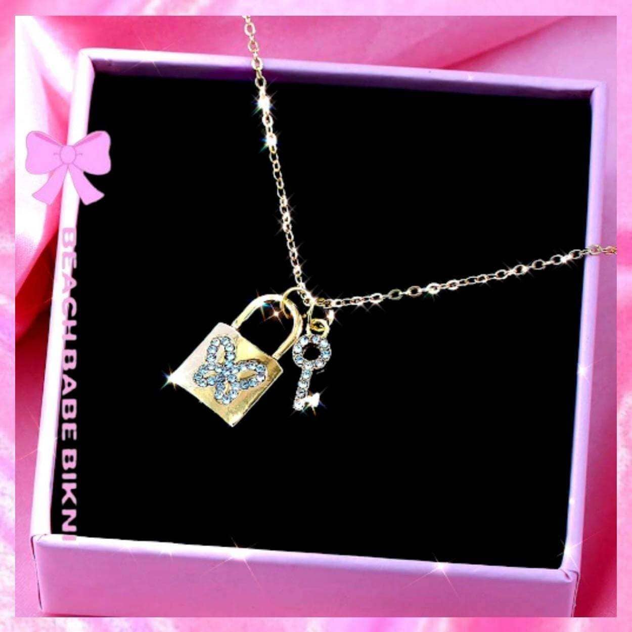 RhinestoneLock & Key Necklace