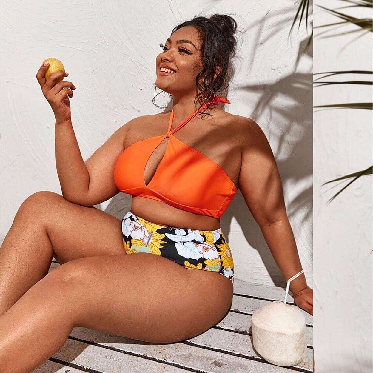Orange Tropical Plus Size Bikini