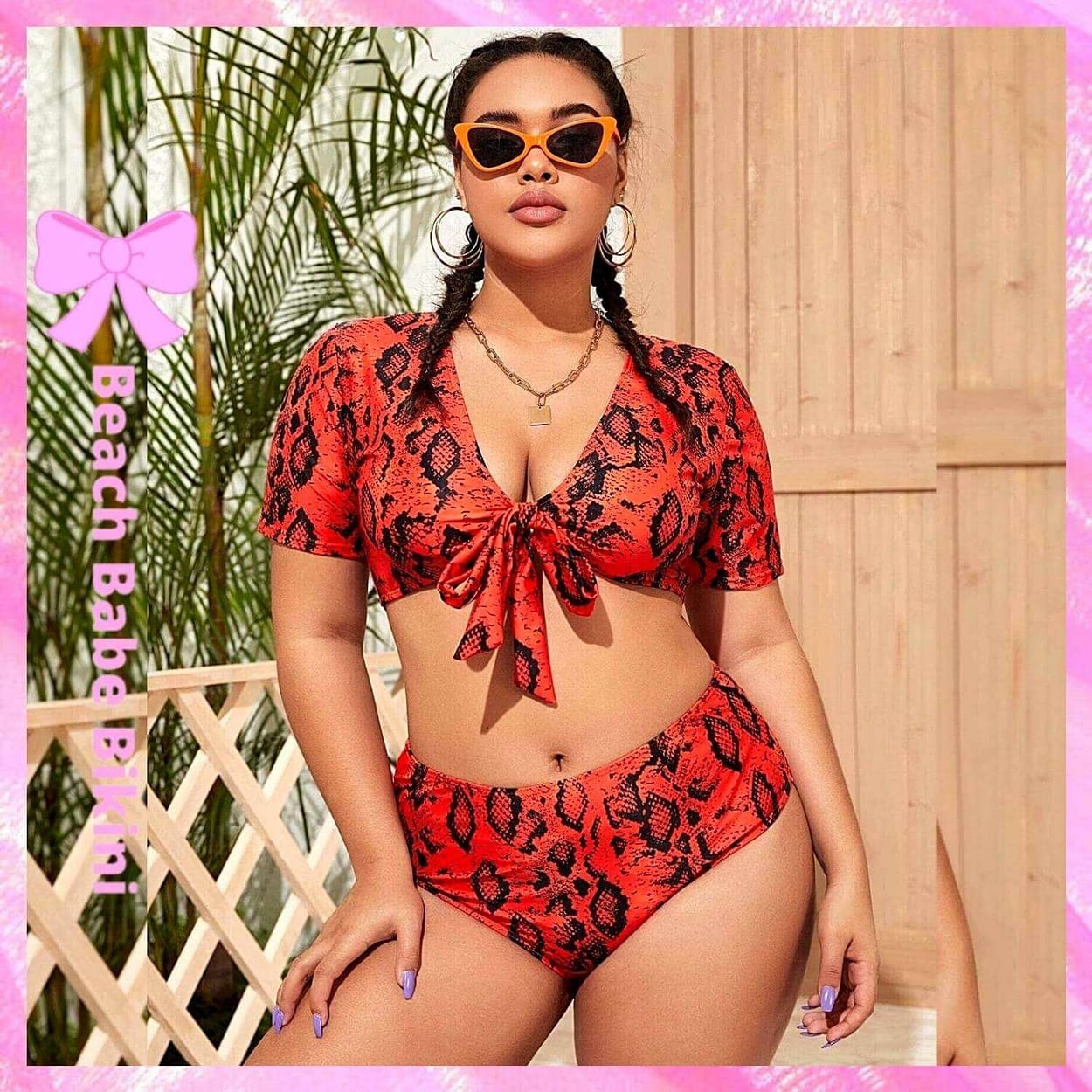 Plus Size Snake Print Bikini