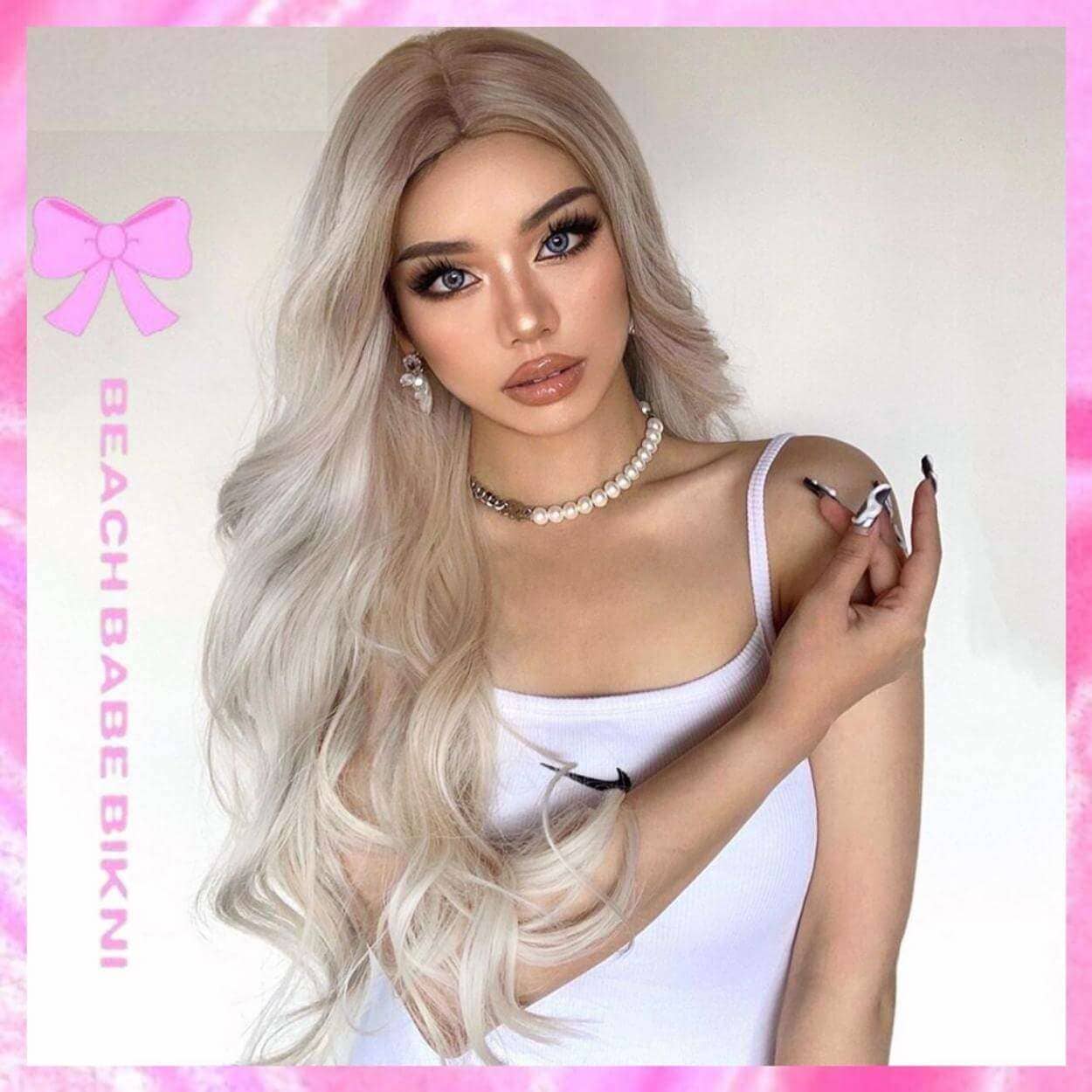 Wavy Light Platinum Blonde Full Wig