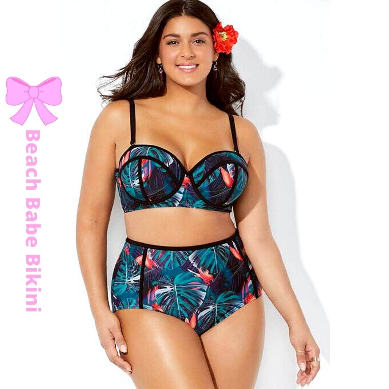 Tropical Plus Size Push Up Bikini