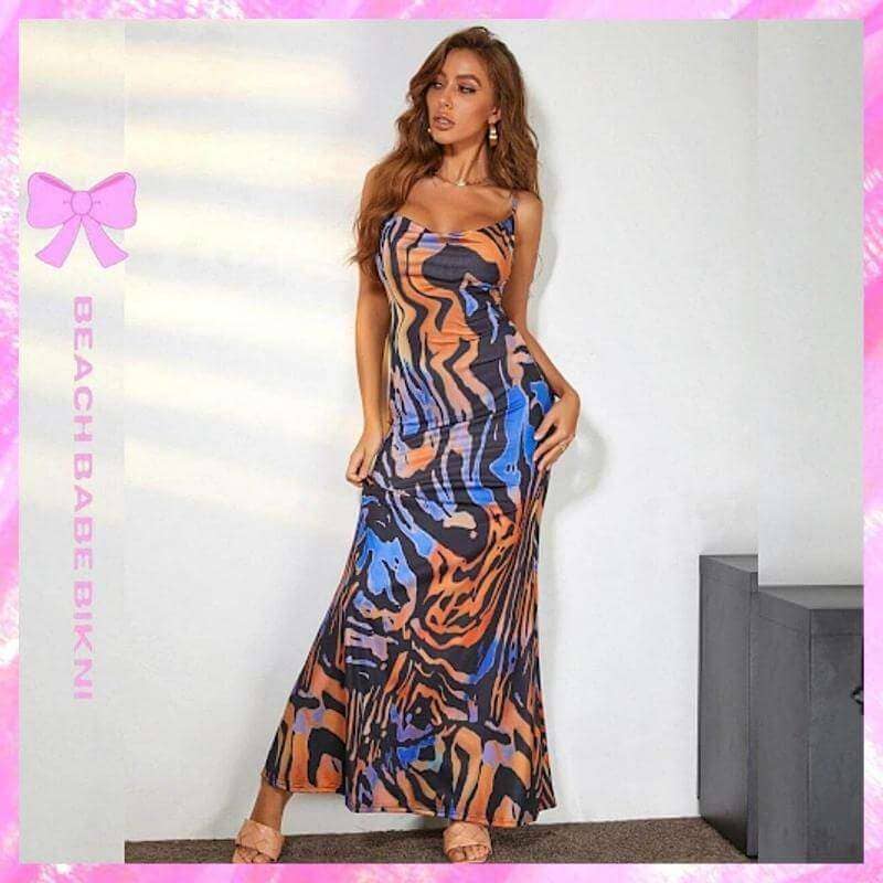 Marble Print Maxi Dress