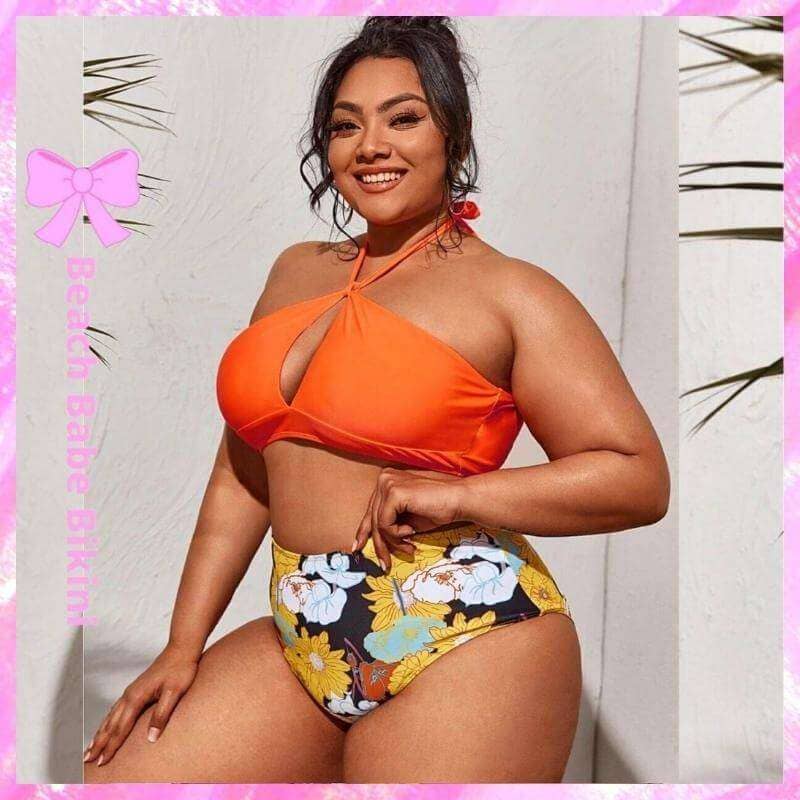 Orange Tropical Plus Size Bikini