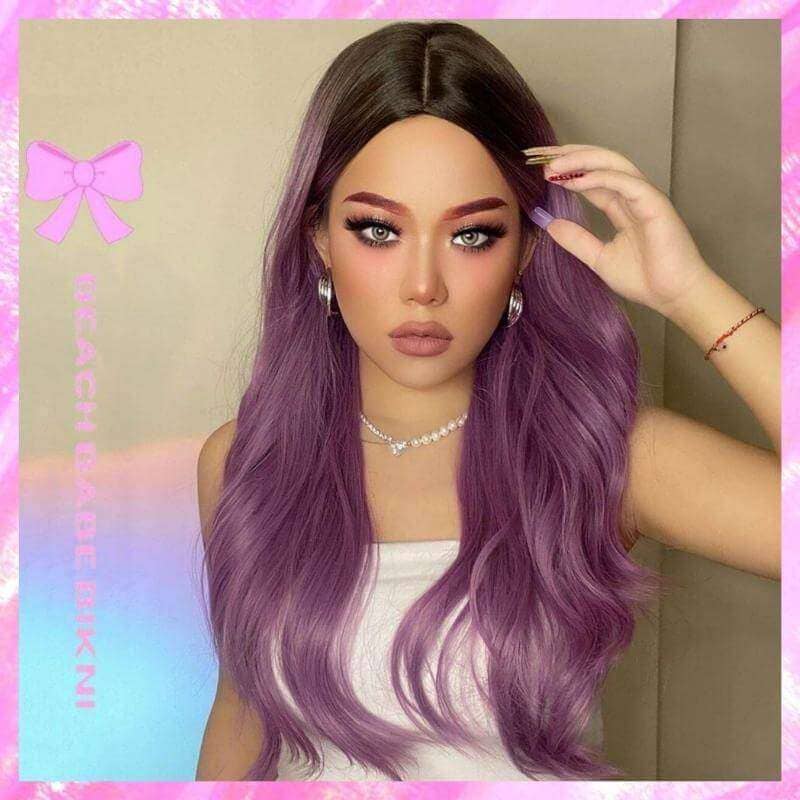 Wavy Ombre' Purple Full Wig