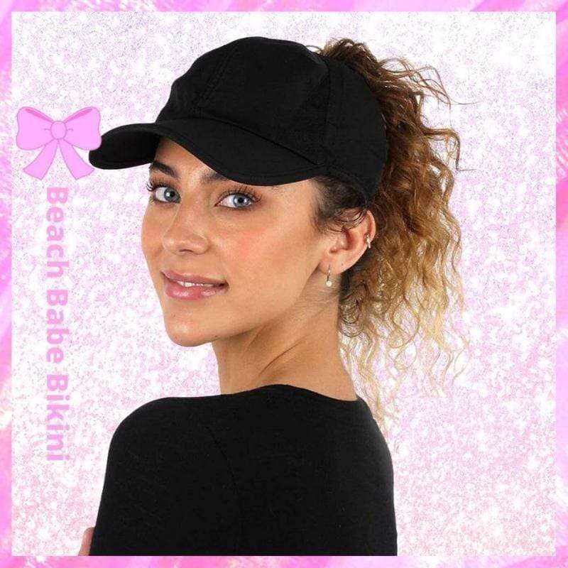 Black Ponytail Baseball Cap