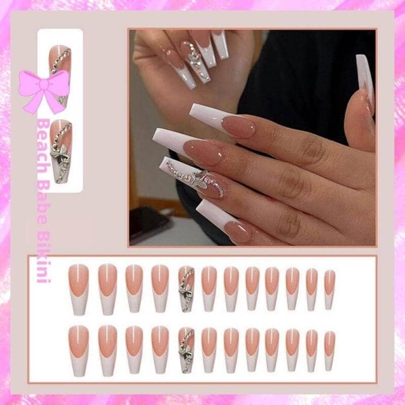 French Tip Diamond Nails